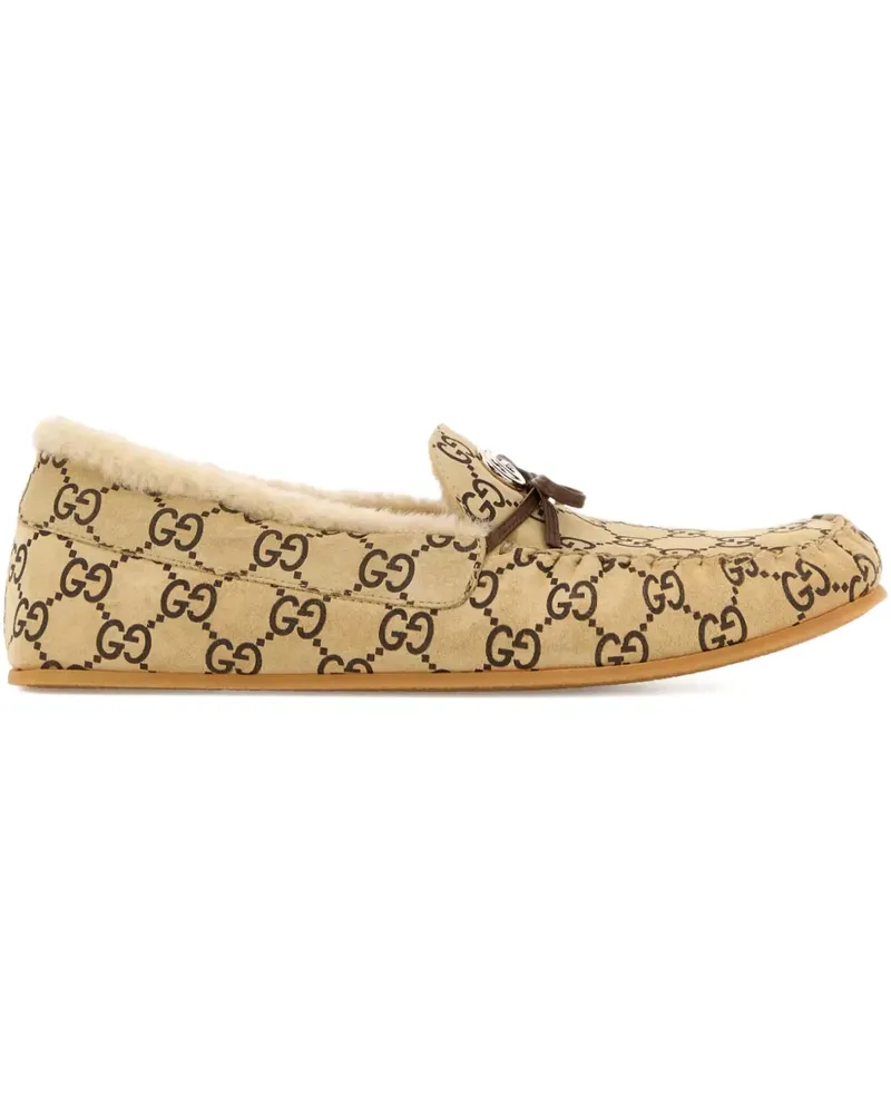 Gucci bow-detail leather loafers - Nude Nude