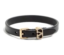 Lederarmband mit dekorativen Schnallen - Schwarz