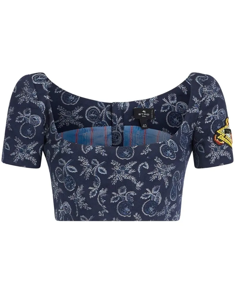 Etro Cropped-Top mit Blumenmuster - Blau Blau