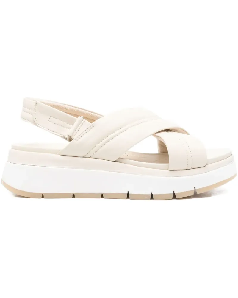 Clarks Tuscan Plateau-Sandalen mit überkreuzten Riemen 30mm - Nude Nude