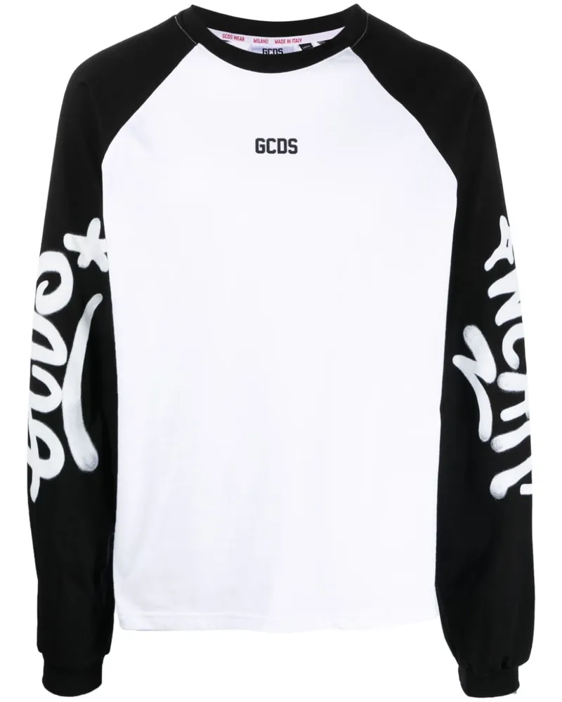 GCDS Langarmshirt mit Graffiti-Logo - Weiß Weiß