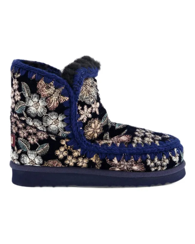 Mou 18 Eskimo Stiefel mit botanischer Stickerei - Blau Blau