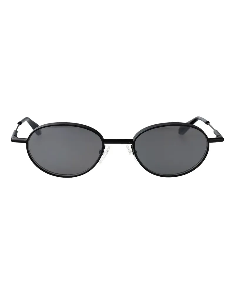 Alexander McQueen Sonnenbrille mit ovalem Gestell - Schwarz Schwarz