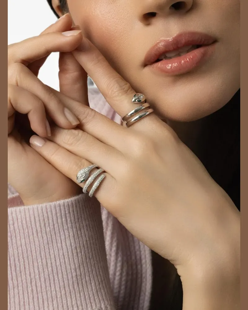 ANITA KO diamond and tsavorite snake ring - Silber Silber