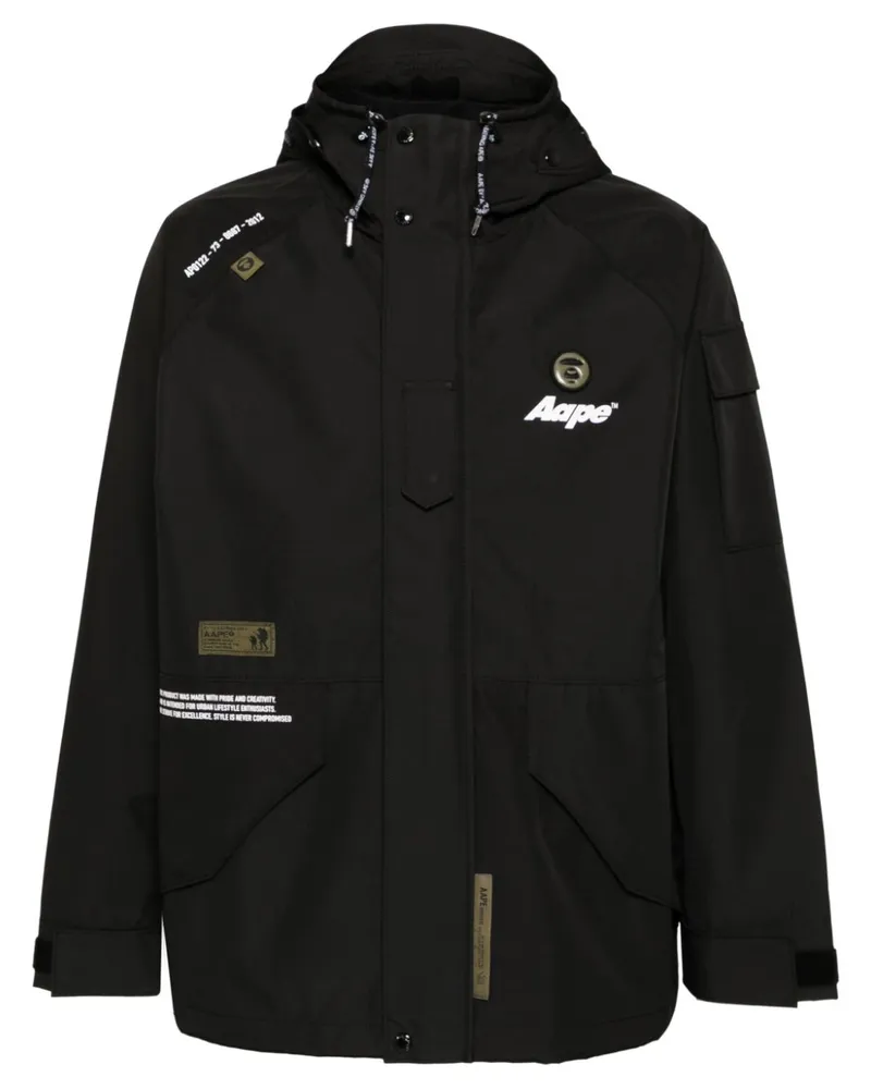 BAPE Windbreaker mit Logo-Patch - Schwarz Schwarz
