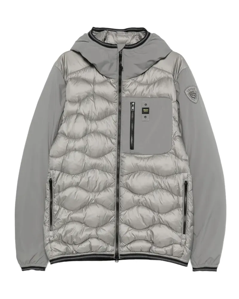 Blauer Gesteppte Kapuzenjacke - Grau Grau