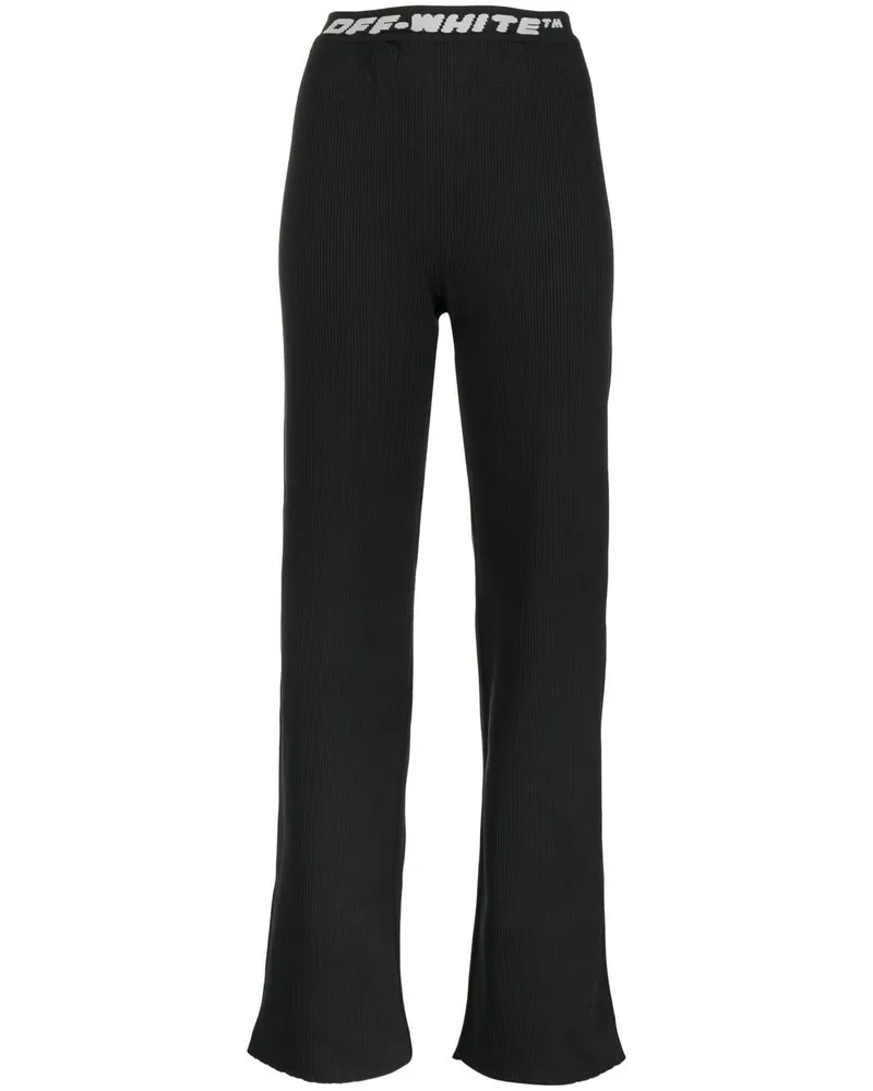 OFF-WHITE Gerade Hose mit Logo-Bund - Schwarz Schwarz