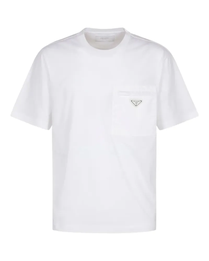 Prada logo-plaque chest-pocket T-shirt - Weiß Weiß