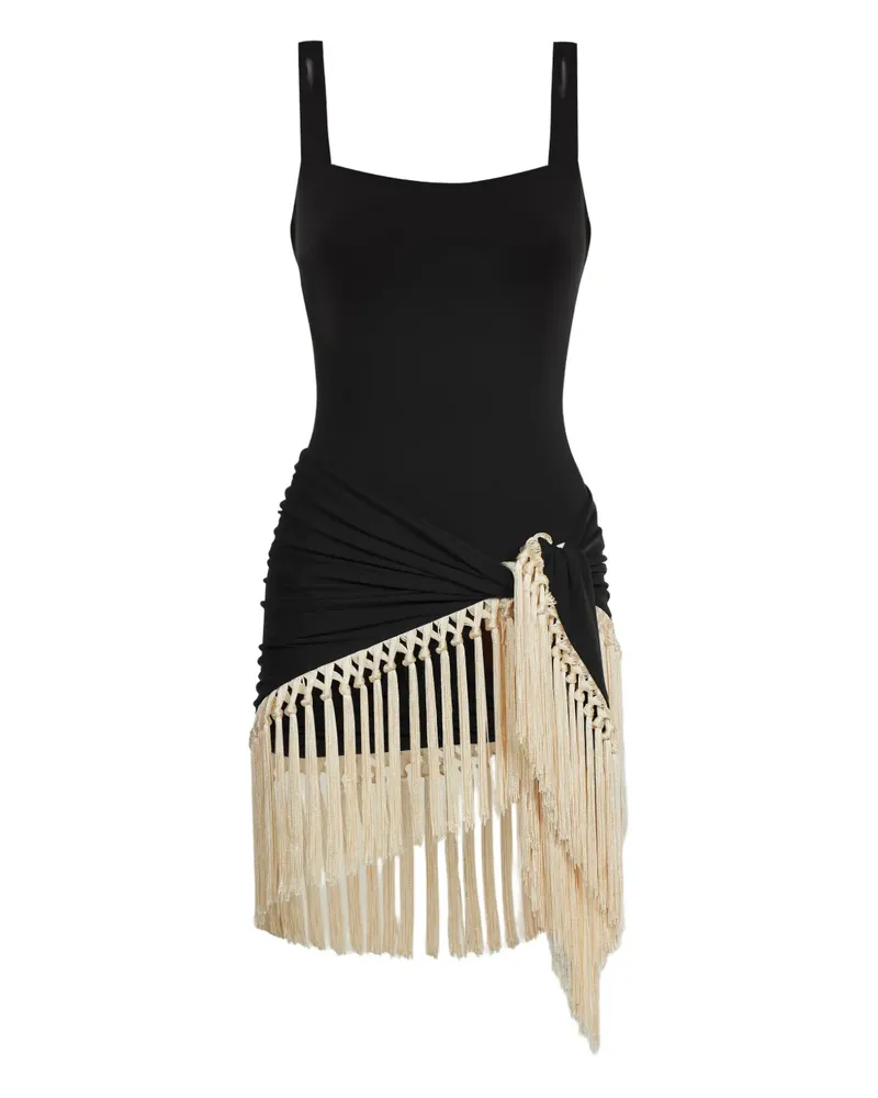 Taller Marmo Mini Lido Badeanzug mit Fransen - Schwarz Schwarz