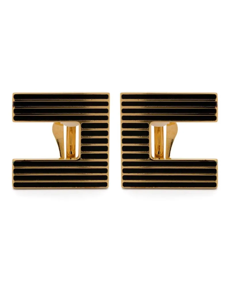 Elisabetta Franchi Gestreifte Ohrringe - Gold Gold