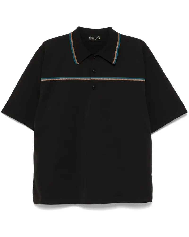 kolor Gestreiftes Poloshirt - Grau Grau