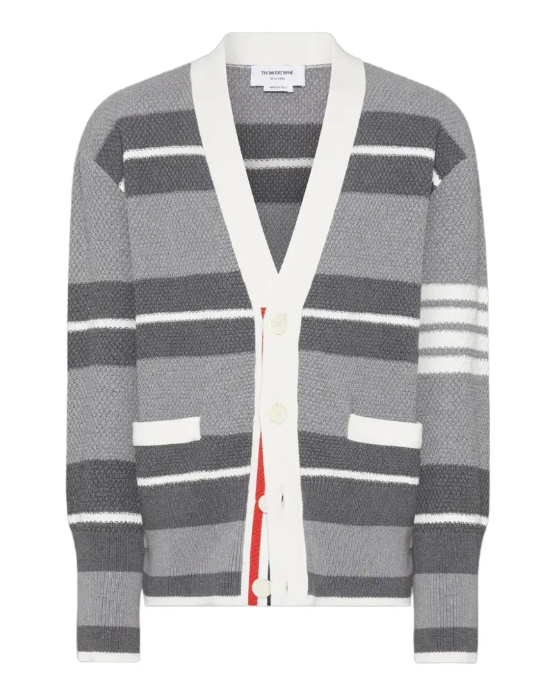 Thom Browne Seed Stitch Bar Cardigan - Grau Grau