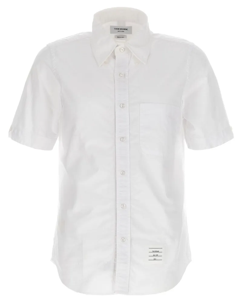 Thom Browne Piqué-Hemd mit RWB-Besatz - Weiß Weiß
