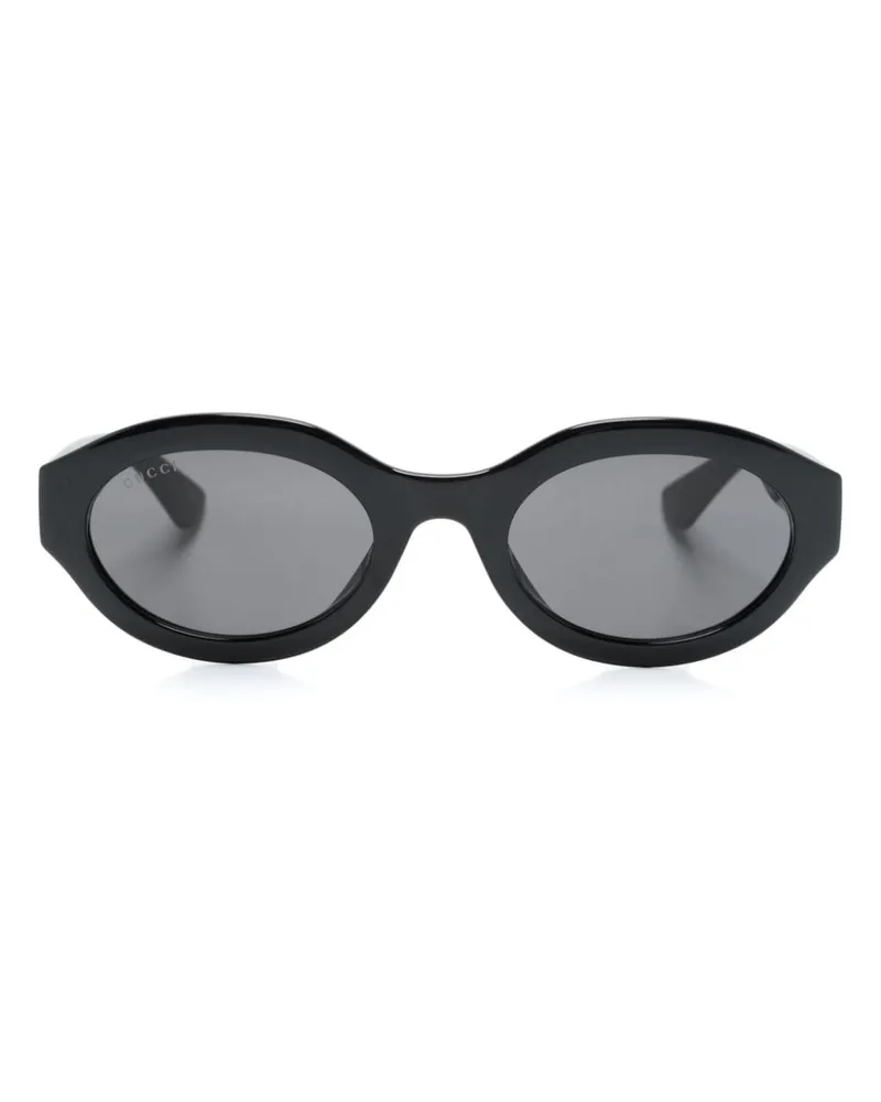 Gucci Sonnenbrille mit ovalem Gestell - Schwarz Schwarz