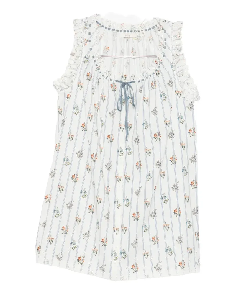 DÔEN Nessie floral-print ruffled mini dress - Weiß Weiß