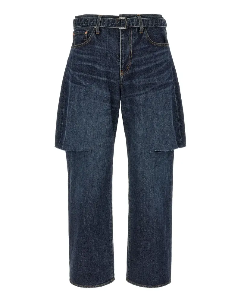 Sacai Straight-Leg-Jeans mit Gürtel - Blau Blau