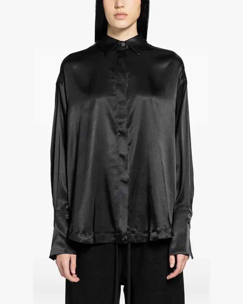 THOM KROM Hemd aus Satin - Schwarz Schwarz