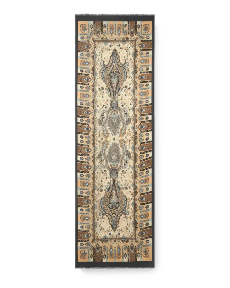 Etro wool and silk scarf with Paisley motif and floral details - Nude Nude