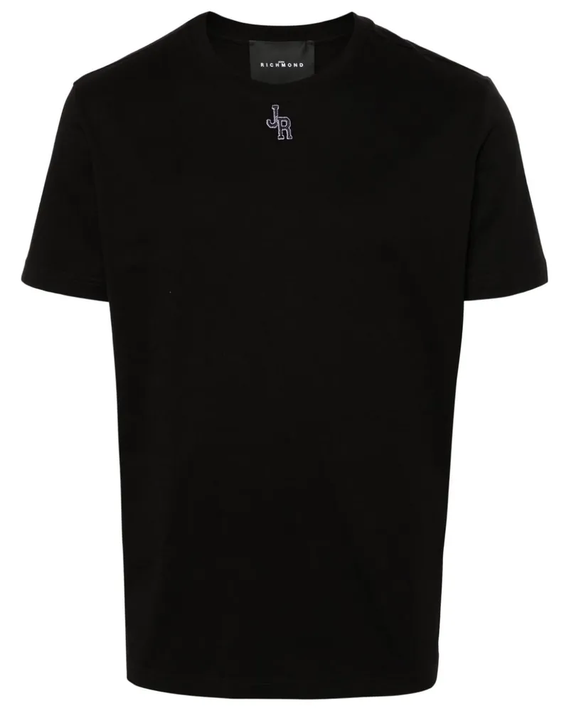 John Richmond T-Shirt mit Logo-Stickerei Schwarz