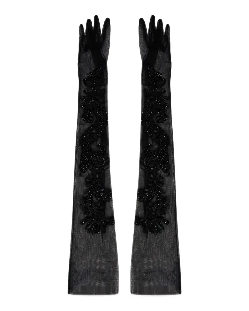 Alberta Ferretti Semi-transparente Handschuhe - Schwarz Schwarz
