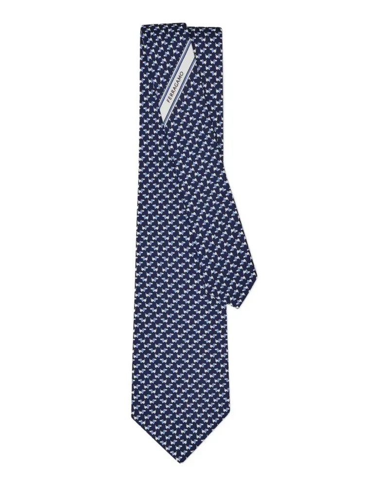 Ferragamo Seidenkrawatte mit Dylan-Print - Blau Blau