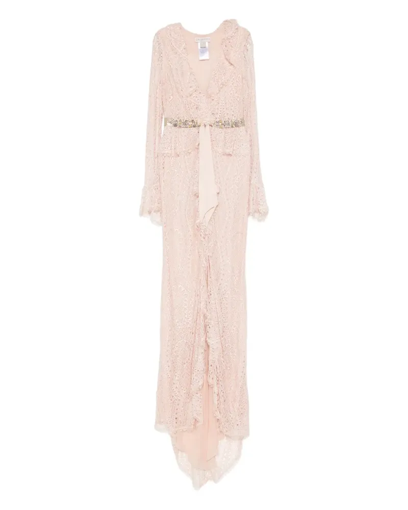 Emilio Pucci embellished belted lace gown - Rosa Rosa