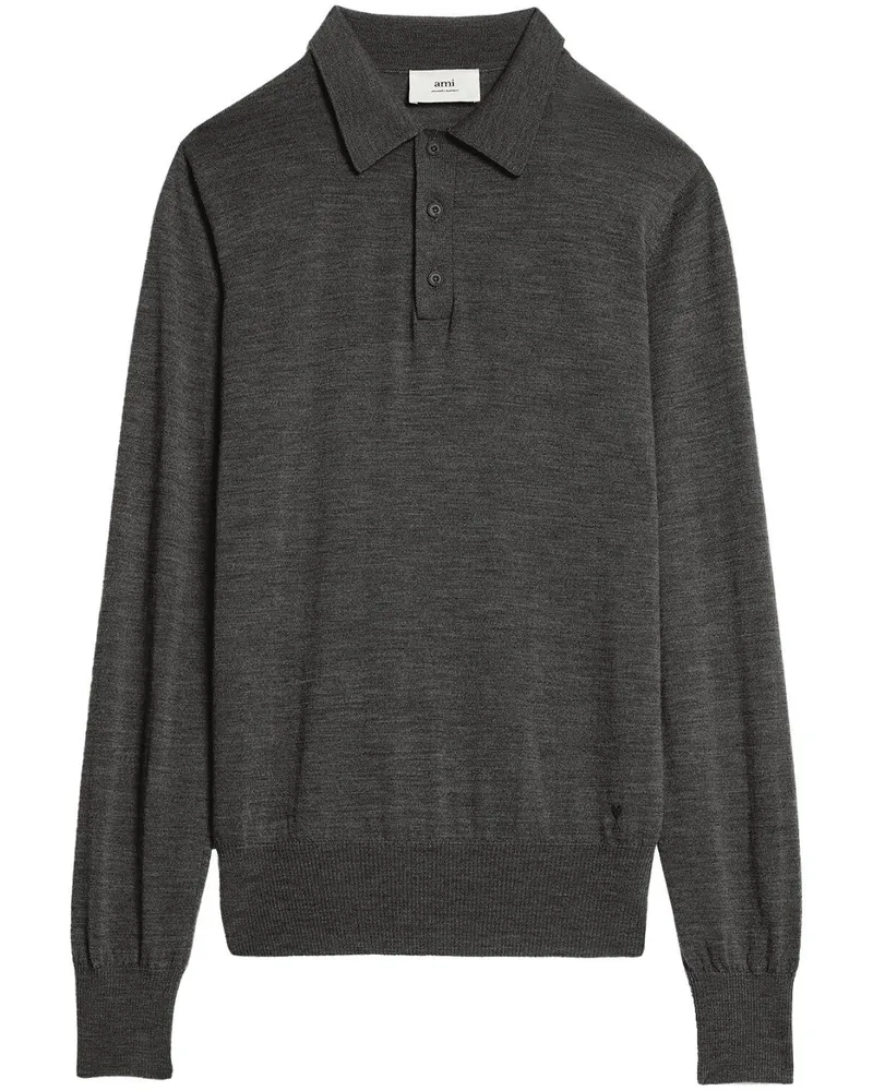 AMI Paris Poloshirt aus Merinowolle - Grau Grau