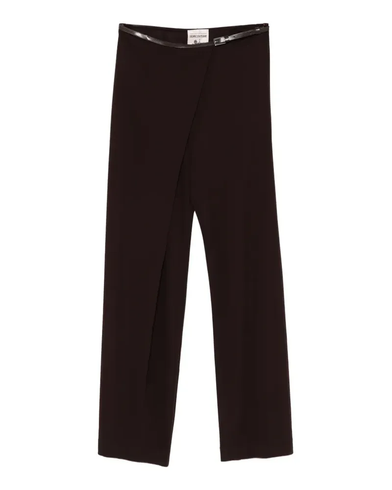 Semicouture Reba wrap-design belted trousers - Braun Braun