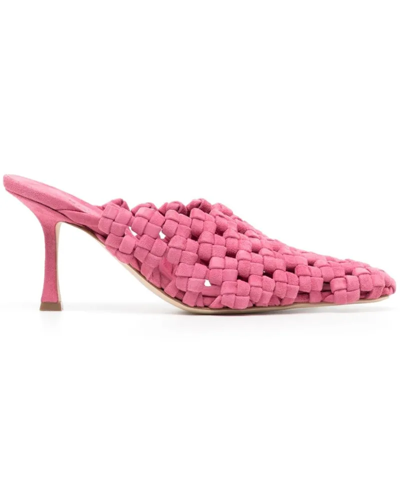 A.W.A.K.E. Regina Mules mit Webmuster 80mm Rosa