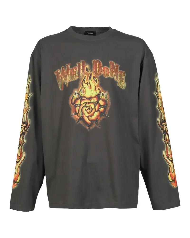 WE 11 DONE flame-graphic T-shirt - Grau Grau