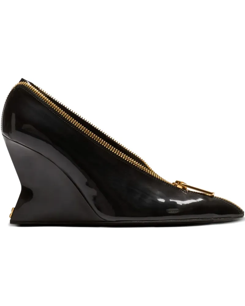 Balmain Wedge-Pumps mit Reißverschlussdetail 95mm - Schwarz Schwarz