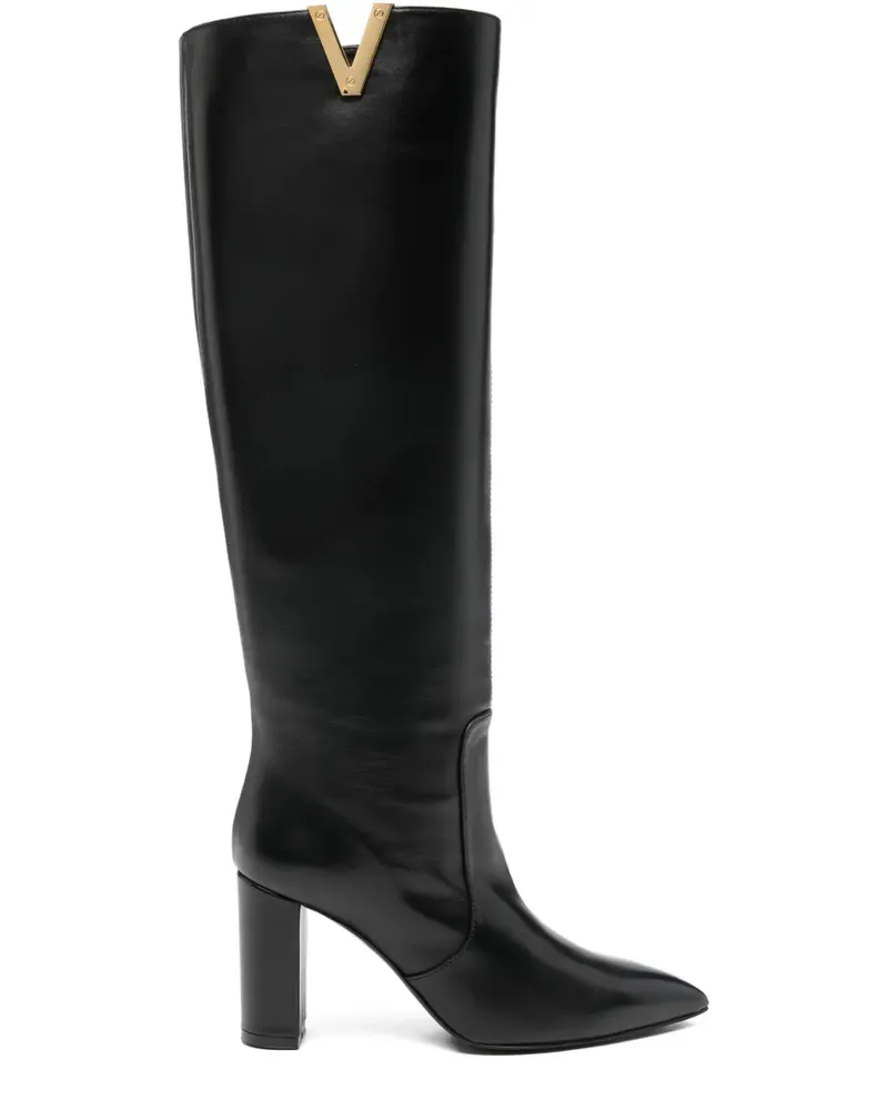 Via Roma 15 85mm leather boots - Schwarz Schwarz