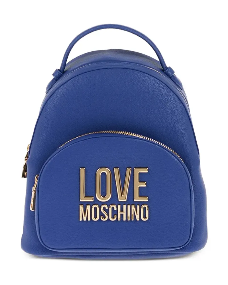 Moschino Rucksack mit Logo-Schild - Blau Blau