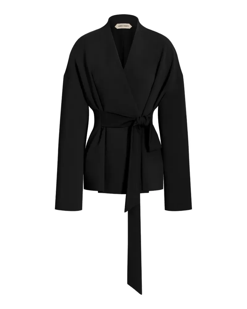 Alberta Ferretti Jacke mit Bindegürtel und V-Ausschnitt - Schwarz Schwarz