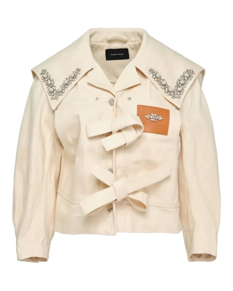 Simone Rocha Kristallverzierte Jacke mit Schleifendetail - Nude Nude