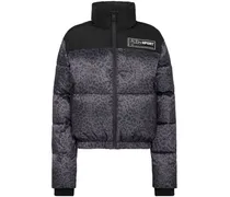 Gefütterte Jacke mit Leoparden-Print - Schwarz