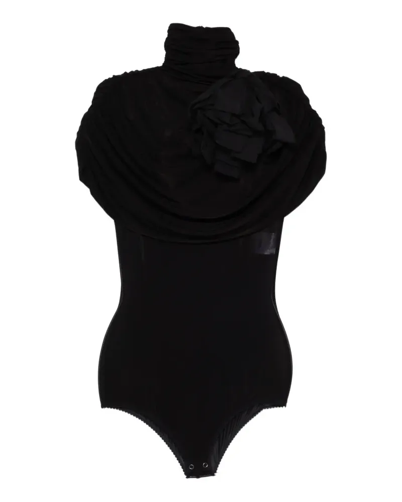 Magda Butrym Body mit Blumenverzierung - Schwarz Schwarz