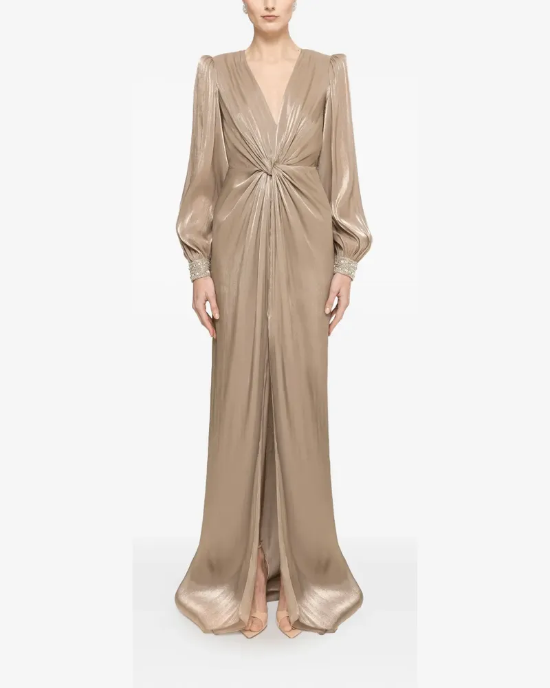 NISSA twist embellished dress - Nude Nude