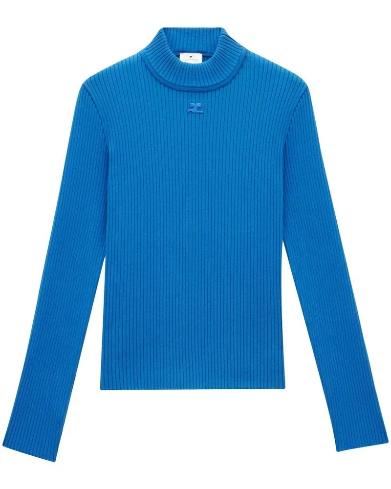Courrèges Gerippter Pullover mit Stehkragen - Blau Blau