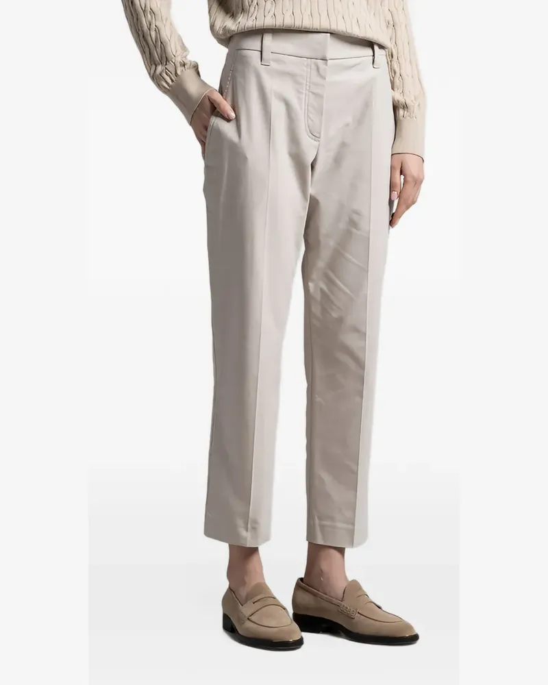 Brunello Cucinelli Slim-Fit-Hose mit Bügelfalten - Nude Nude