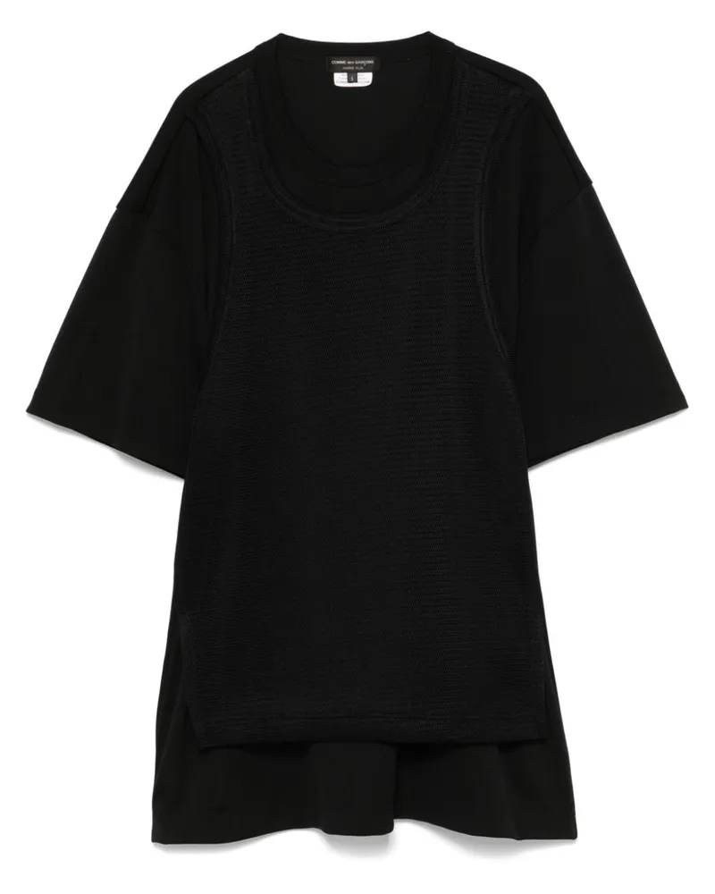 Comme des Garçons T-Shirt mit Mesh-Einsätzen - Schwarz Schwarz