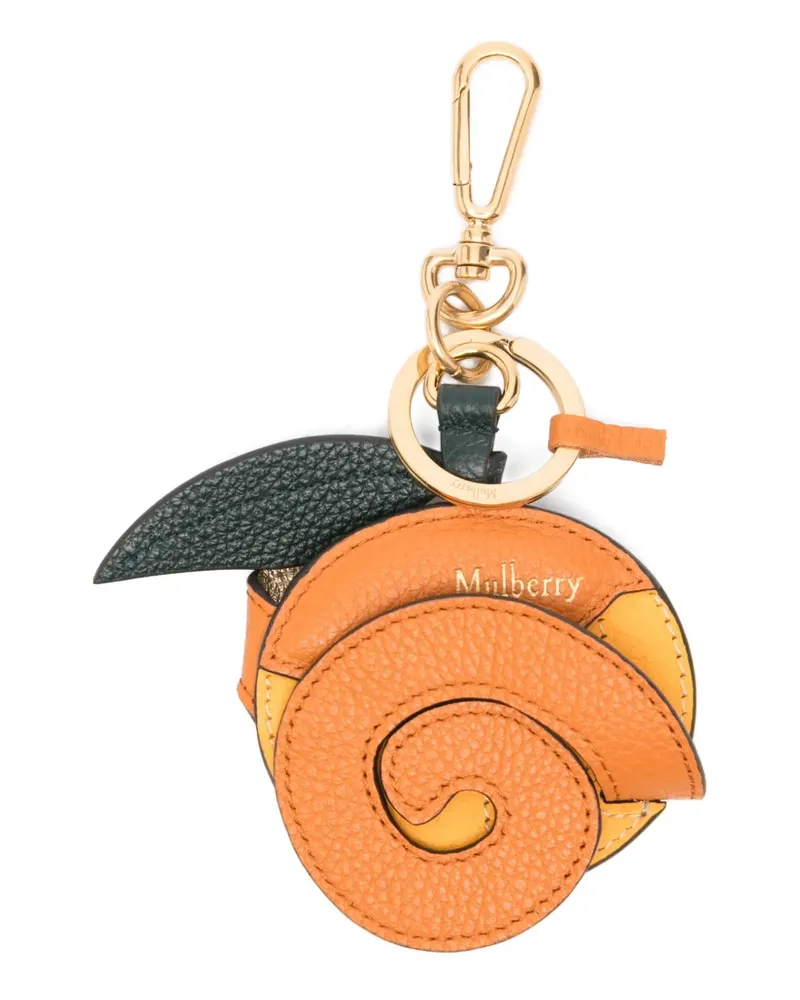 Mulberry Peeling Orange leaf-charm keyring Orange