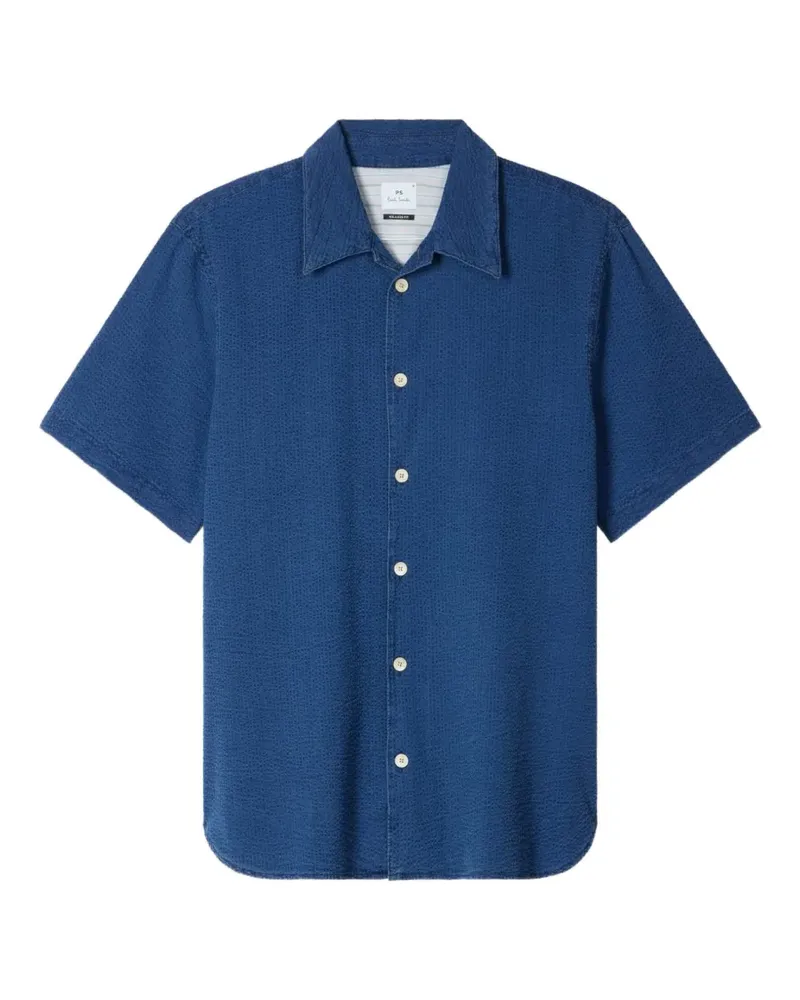 Paul Smith Kurzärmeliges Seersucker-Hemd - Blau Blau