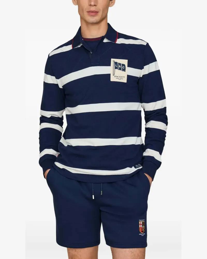 Hackett Gestreiftes Poloshirt - Blau Blau