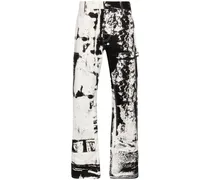 Cropped-Jeans mit Fold-Print - Weiß
