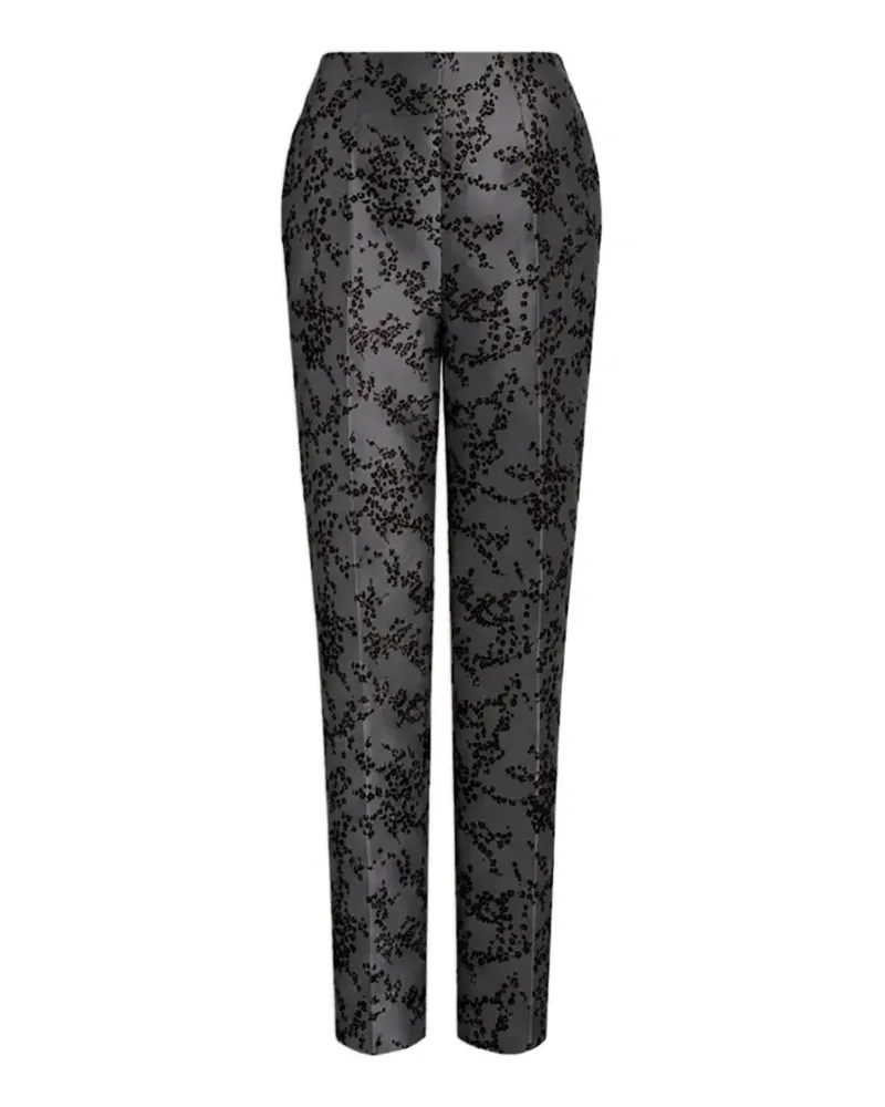 Alberta Ferretti floral-print pressed-crease trousers - Grau Grau