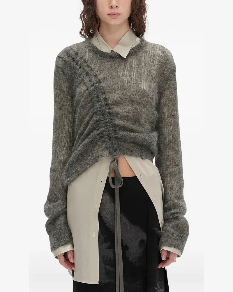 Ann Demeulemeester Asymmetrischer Pullover mit Kordelzug - Grau Grau