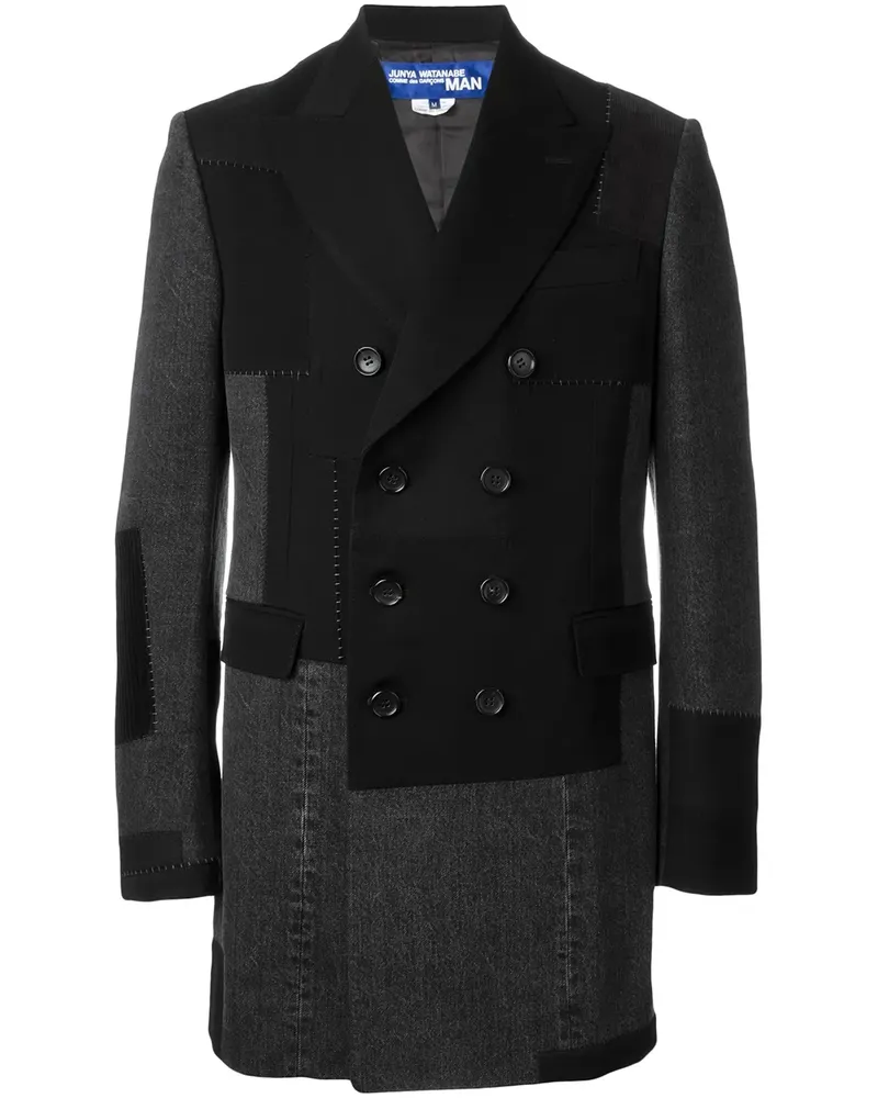 Junya Watanabe Doppelreihiger Mantel mit Einsätzen - Schwarz Schwarz