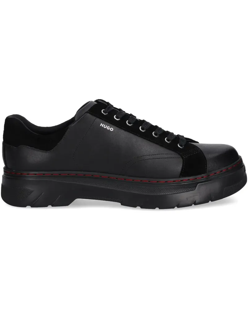 HUGO BOSS lace-up suede-panel sneakers - Schwarz Schwarz
