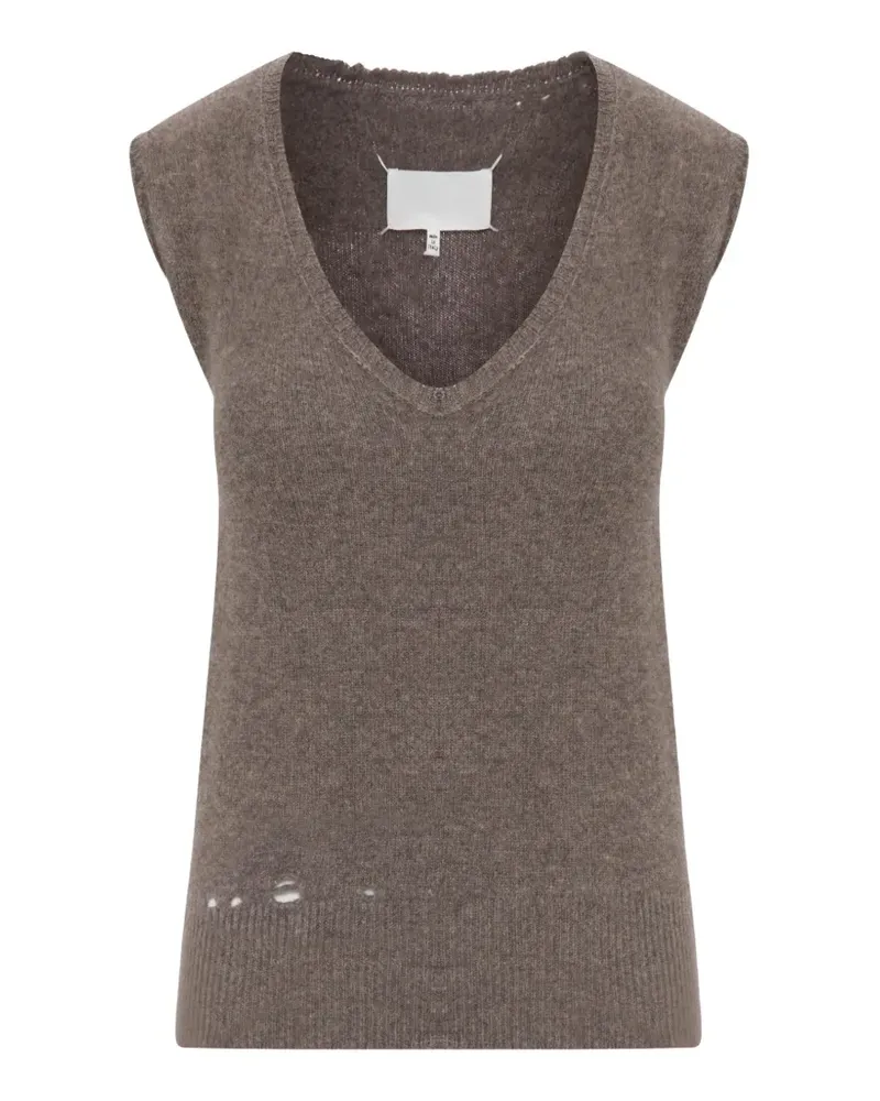 Maison Margiela Pullunder im Distressed-Look mit V-Ausschnitt - Braun Braun